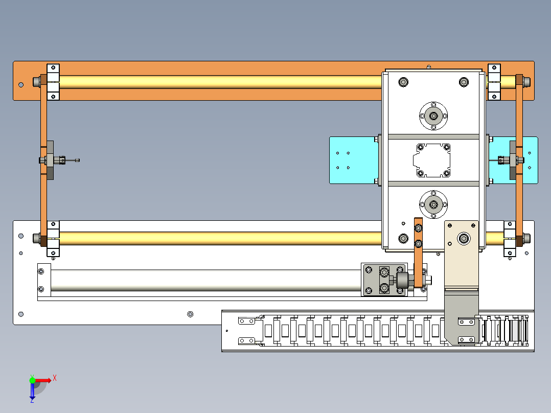往返滑动的定位机构3D模型俯视图