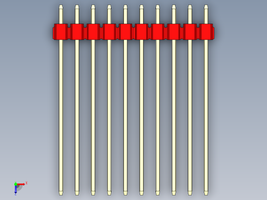彩色公头100mil（2.54mm）系列-DS1021_red_1x10p_100mil_Type43_rev1.0俯视缩略图