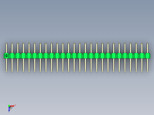 彩色公排针 100mil 2.54mm 系列-DS1022_green_2x26p_100mil_TypeD_rev1.0俯视缩略图