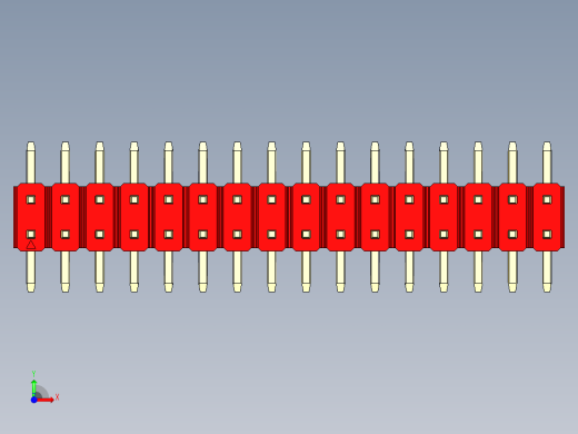 彩色公排针 100mil 2.54mm 系列-DS1022_red_32p_100mil_TypeSMT_rev1.0前视缩略图