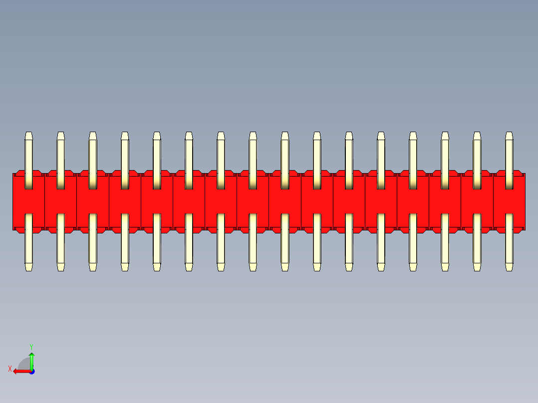 彩色公排针 100mil 2.54mm 系列-DS1022_red_32p_100mil_TypeSMT_rev1.0后视图