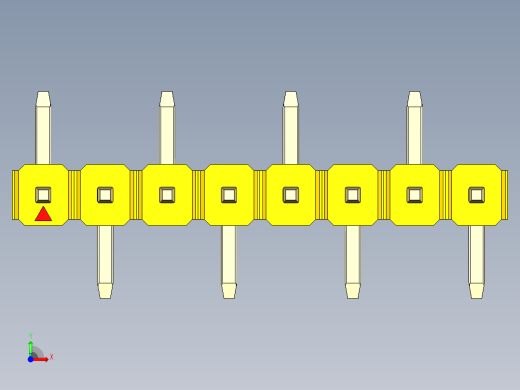 彩色公排针 100mil 2.54mm 系列-DS1022_yellow_08p_100mil_Type_SMT_R1_rev1.0前视缩略图