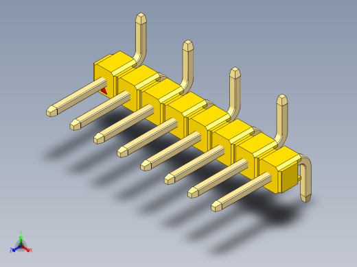 彩色公排针 100mil 2.54mm 系列-DS1022_yellow_08p_100mil_Type_SMT_R1_rev1.0正等轴测缩略图