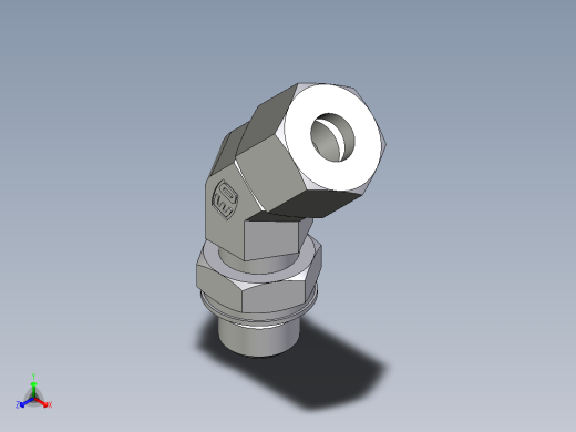 卡套式工业通用硬管接头EO_Adjustable_locknut_45_deg_elbow_VEE10SMORCF正等轴测缩略图
