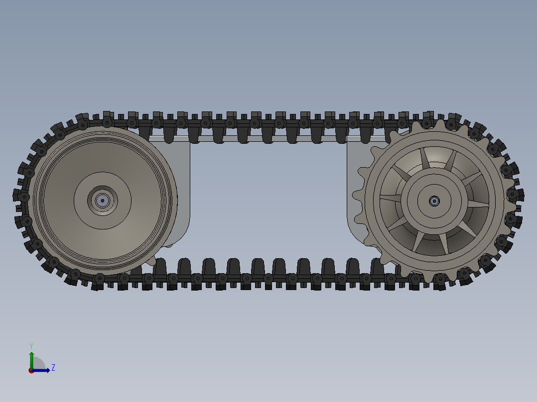 简易履带式底盘三维solidworks左视图