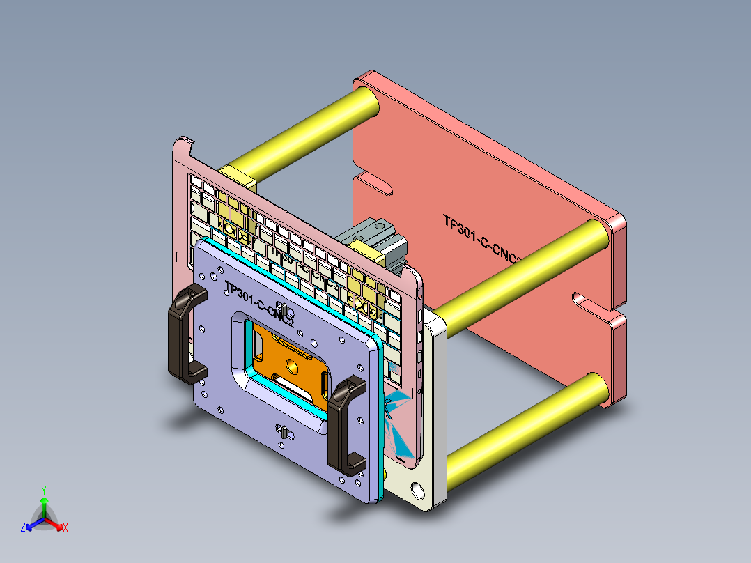 TP301-C笔记本CNC工装夹具三维模型-CNC2-0609主视图