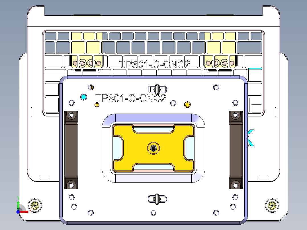 TP301-C笔记本CNC工装夹具三维模型-CNC2-0609前视图