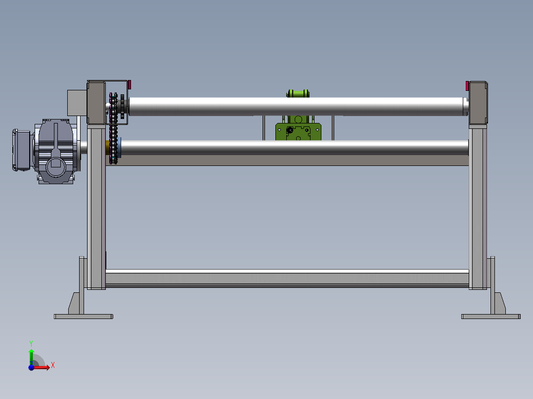 2M单层积放辊筒线sw14可编辑前视图
