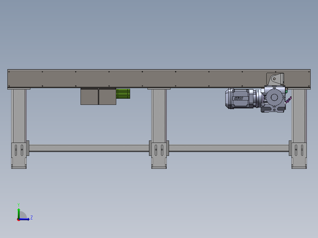 2M单层积放辊筒线sw14可编辑左视图