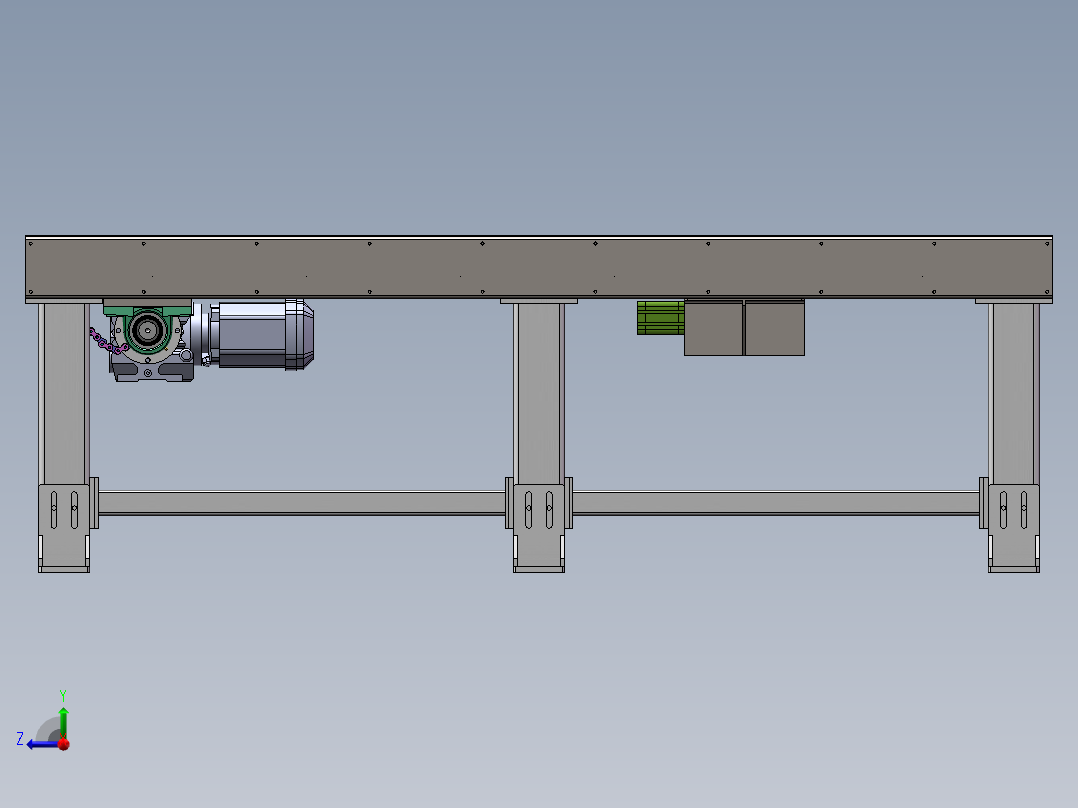 2M单层积放辊筒线sw14可编辑右视图