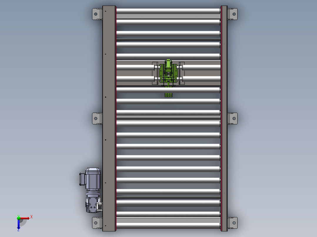 2M单层积放辊筒线sw14可编辑俯视图