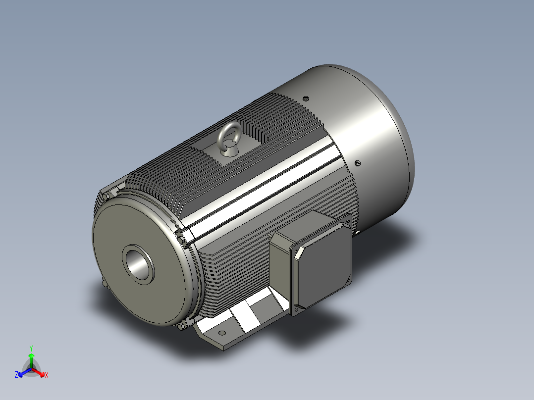 YE3-4三相异步电动机(IMB3)(右侧出线)YE3-160M-4电机正等轴测图