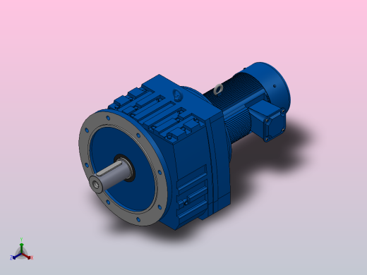 RF107法兰轴伸式安装斜齿轮减速机RF107-Y3-4P-100-M1-0°-Φ450正等轴测缩略图