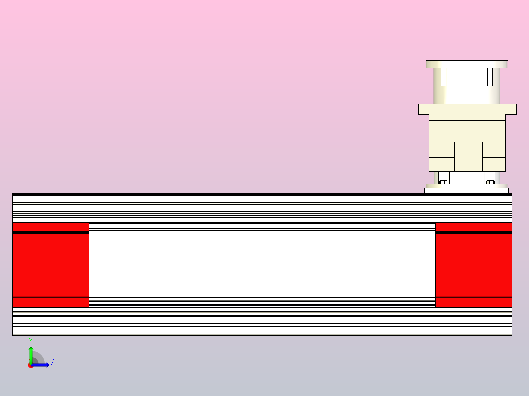 齿带驱动和导轨的龙门轴左视图