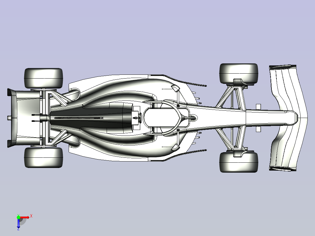 一款F1赛车的3D模型俯视图