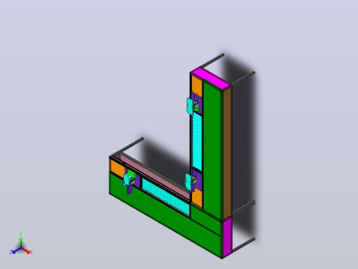 滚筒传送气缸辅助卡紧组装线体正等轴测缩略图