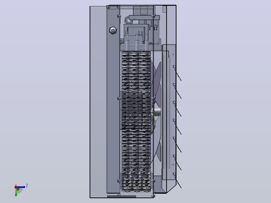 10KW电加热器 3D（SolidWorks设计，提供Sldprt_Sldasm文件）左视图