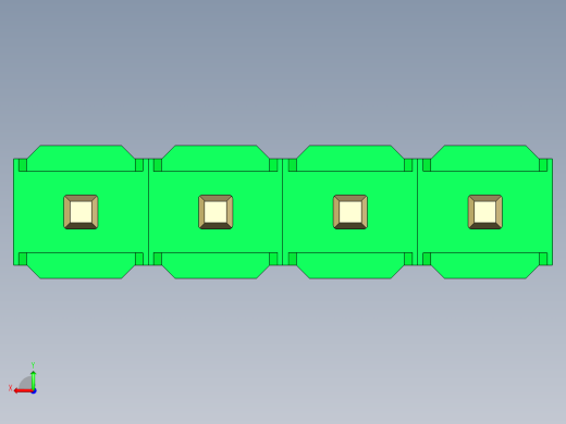 彩色公头100mil（2.54mm）系列-DS1021_green_1x04p_100mil_Type19_rev1.0后视缩略图