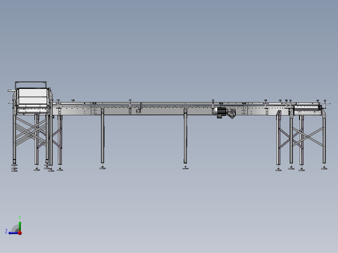 H形滚筒输送线右视图