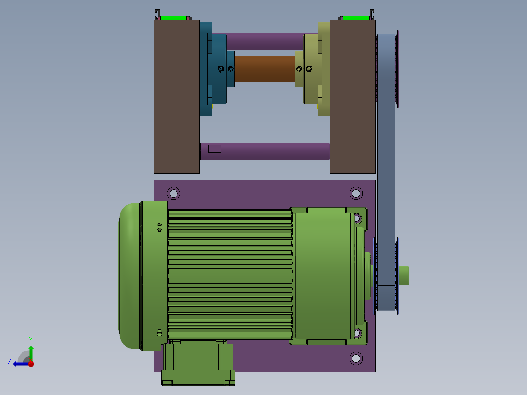 平皮带流水线驱动端模块右视图