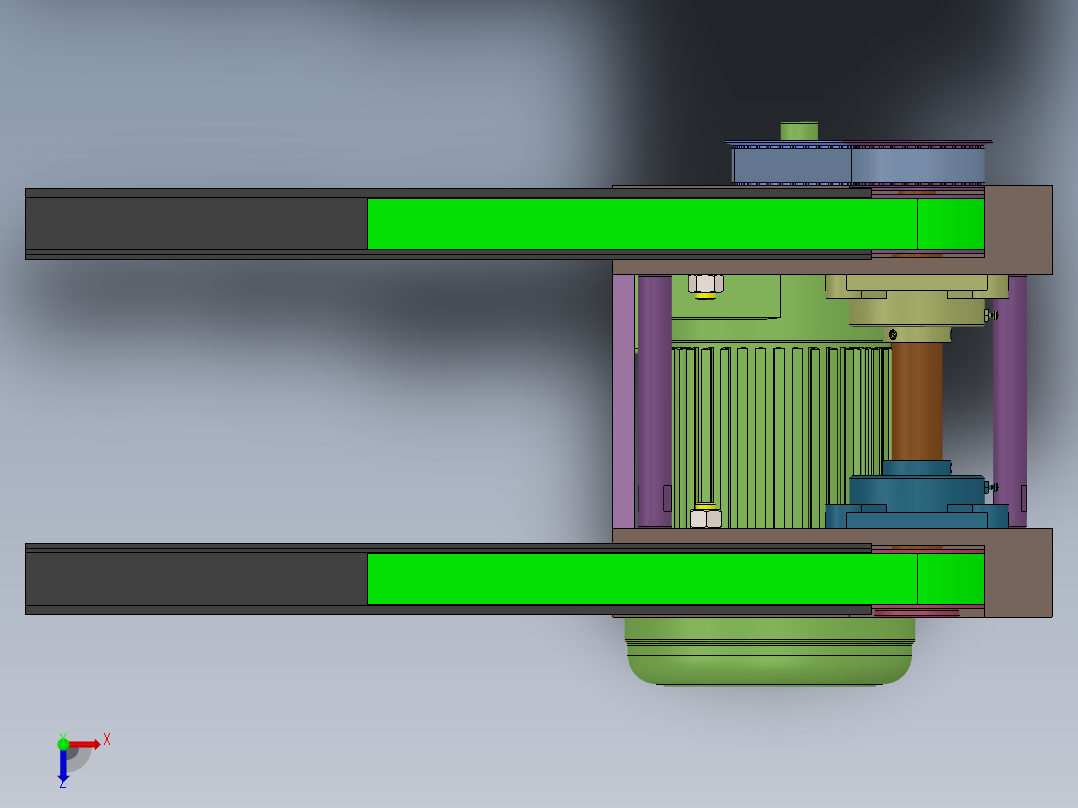 平皮带流水线驱动端模块俯视图