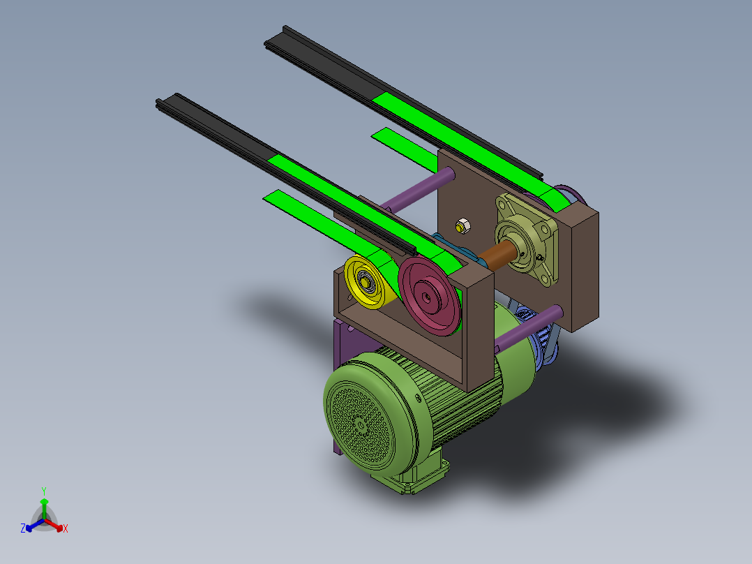 平皮带流水线驱动端模块正等轴测图