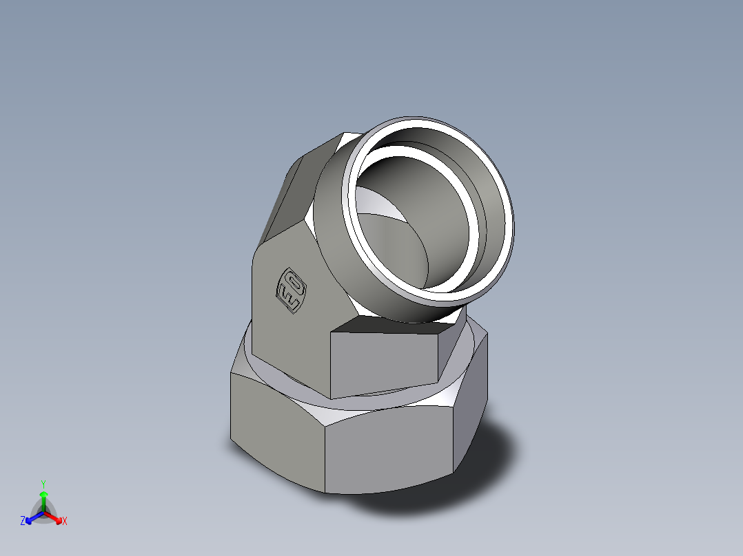 卡套式工业通用硬管接头EO_Swivel_nut_45_deg_elbow_EV42LOMDCF主视图