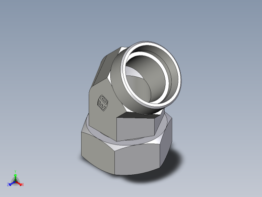 卡套式工业通用硬管接头EO_Swivel_nut_45_deg_elbow_EV42LOMDCF正等轴测缩略图