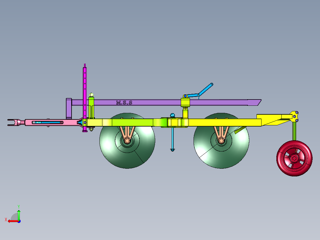 水田耕整翻地机械圆盘犁后视图