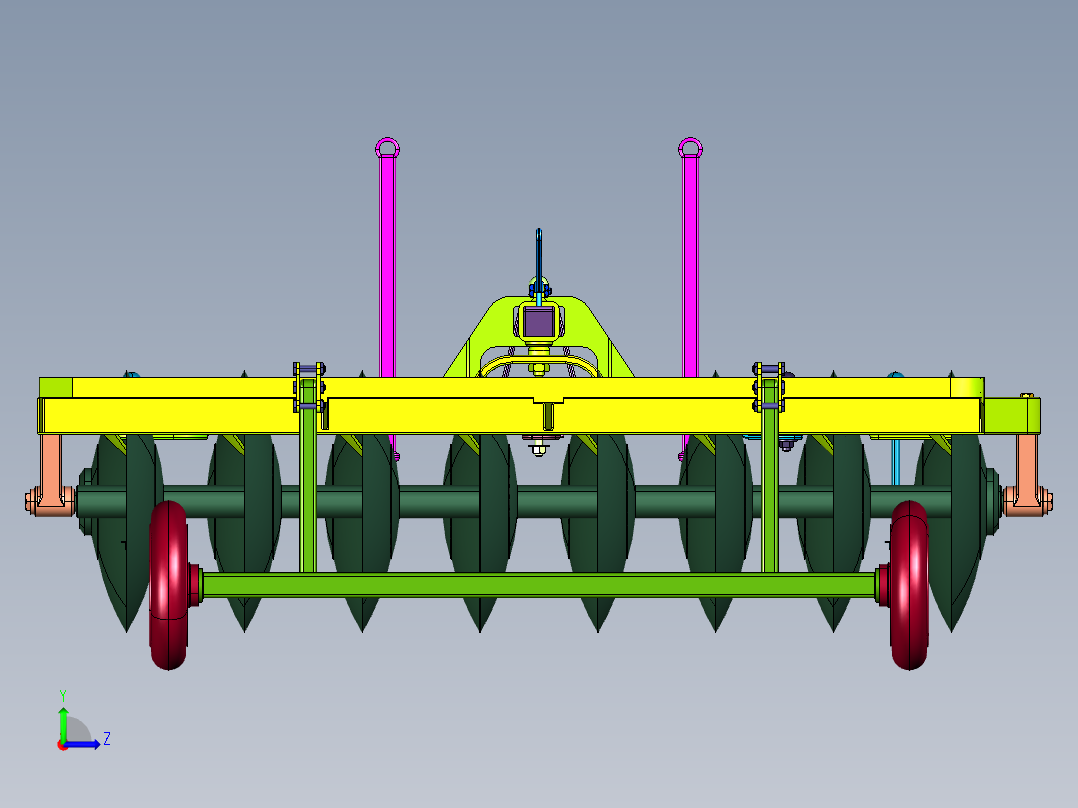 水田耕整翻地机械圆盘犁左视图