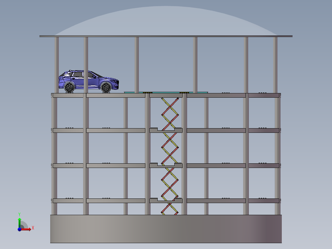 沉井式立体车库sw16可编辑前视图