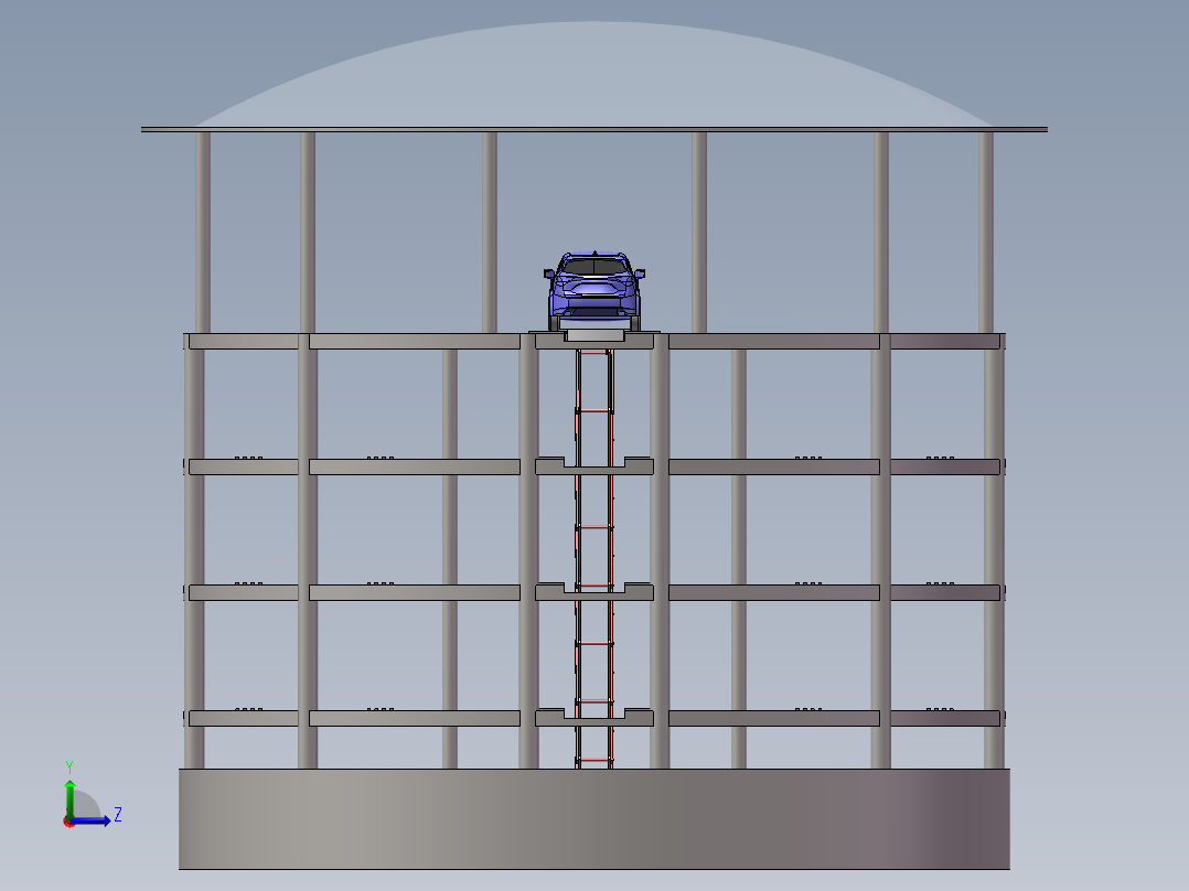 沉井式立体车库sw16可编辑左视图