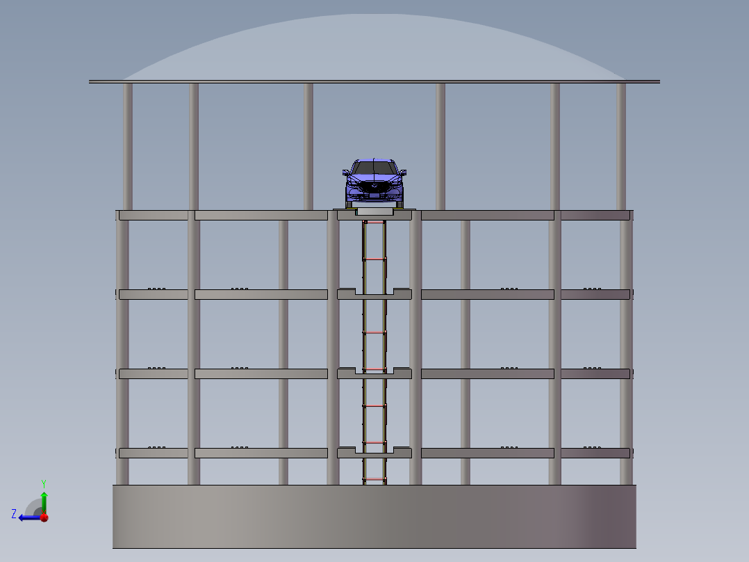 沉井式立体车库sw16可编辑右视图