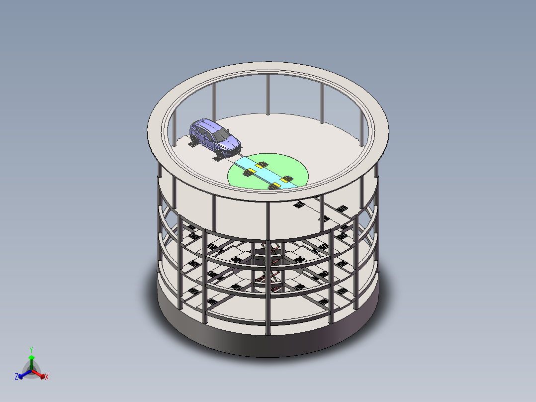 沉井式立体车库sw16可编辑正等轴测图