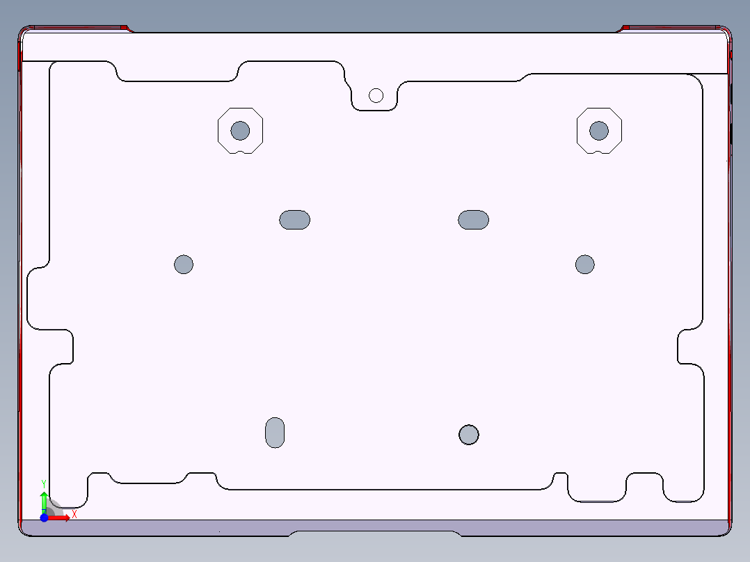 笔记本C壳铣外形程序模型前视图