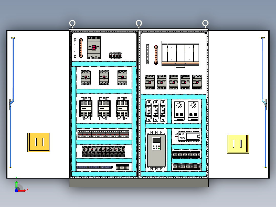 双柜组装120A交流接触器软启动控制柜前视图