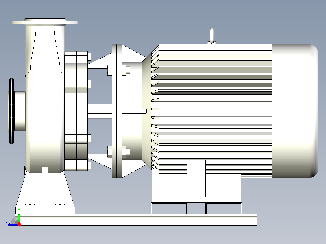 ISW╱IHW系列管道离心泵[ISW100-250(I)A]右视图