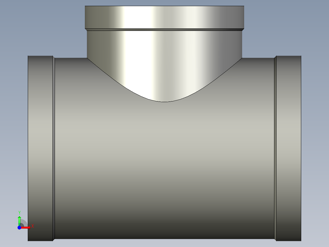 螺纹管三通-异径 DN80-DN65前视图