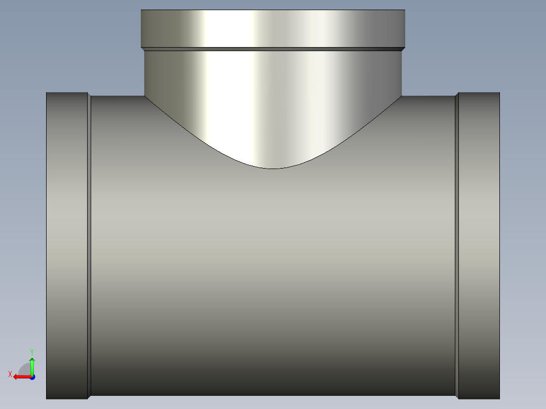 螺纹管三通-异径 DN80-DN65后视图