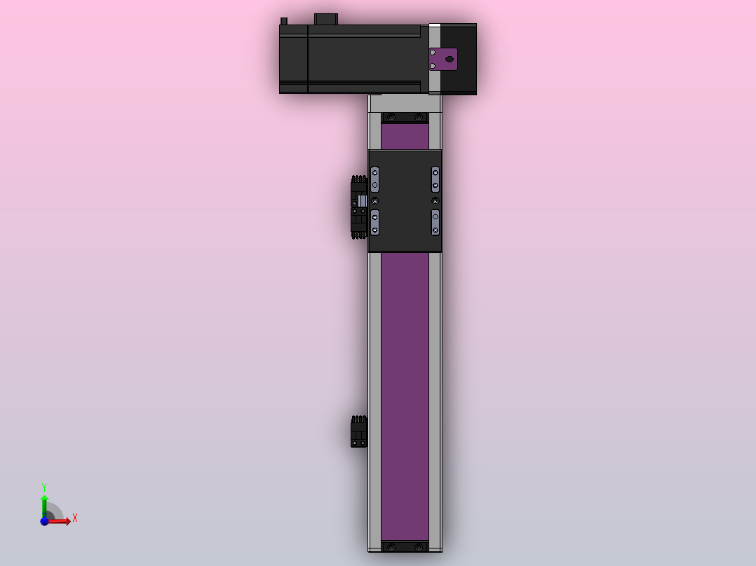 DMB65-RUCR同步带模组直线模组（电机右上折）[DMB65-L66S300-DT100-C2U-RUCR]前视图