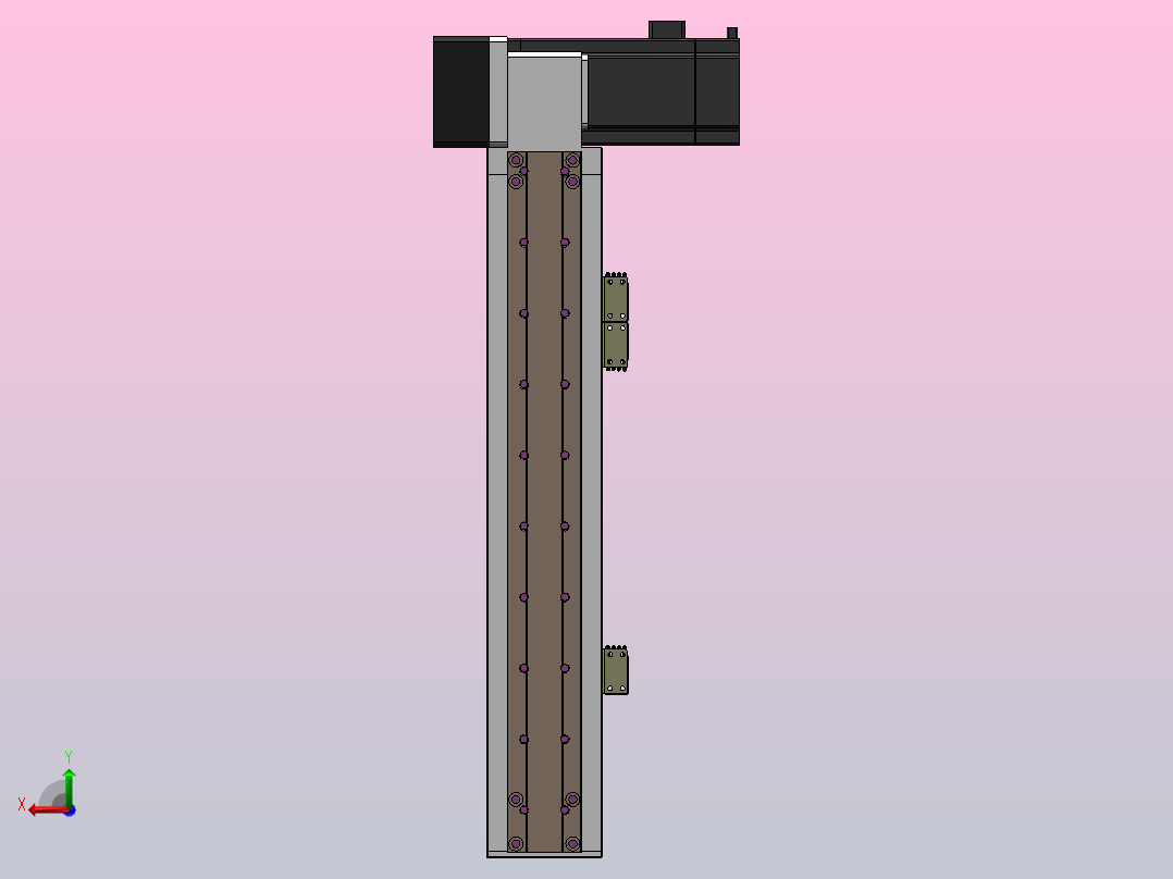DMB65-RUCR同步带模组直线模组（电机右上折）[DMB65-L66S300-DT100-C2U-RUCR]后视图