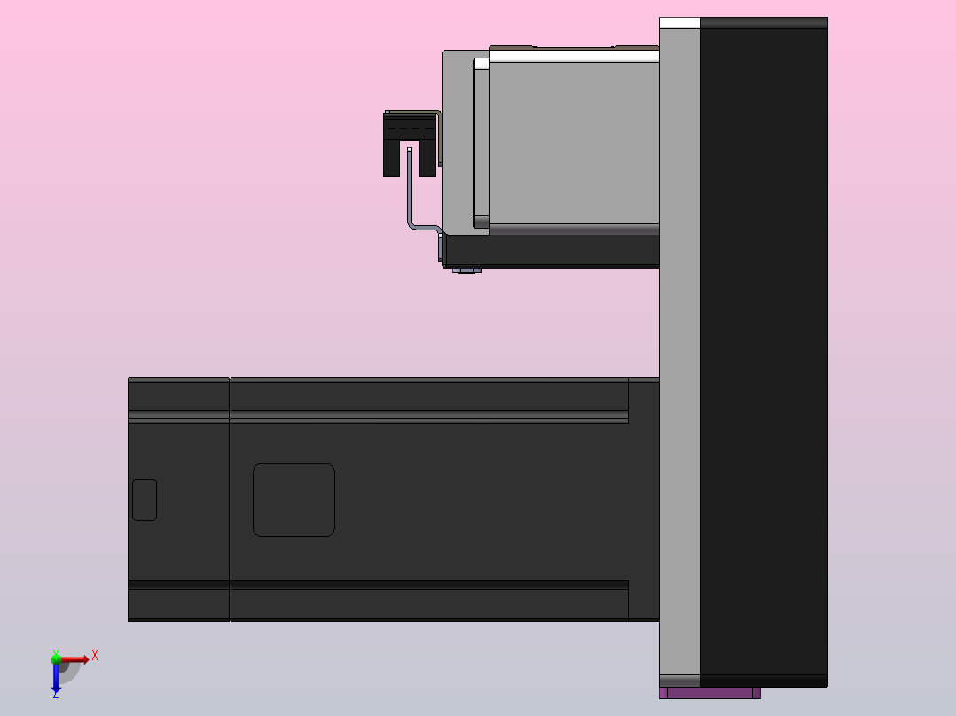 DMB65-RUCR同步带模组直线模组（电机右上折）[DMB65-L66S300-DT100-C2U-RUCR]俯视图