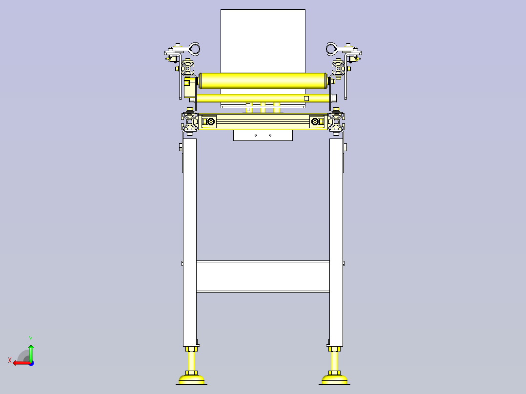一款可变宽度的滚筒传送带3D模型后视图