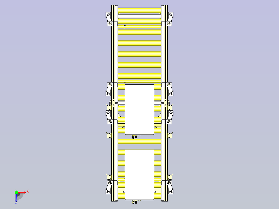 一款可变宽度的滚筒传送带3D模型俯视图