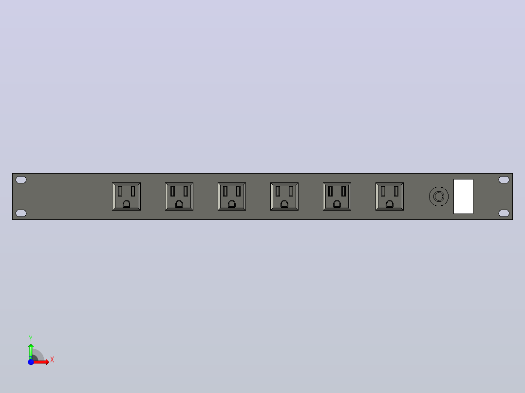 1U机架安装电源板，120V，15A，5-15P，12个直角宽距插座，15英尺。4.57米长的电线前视图