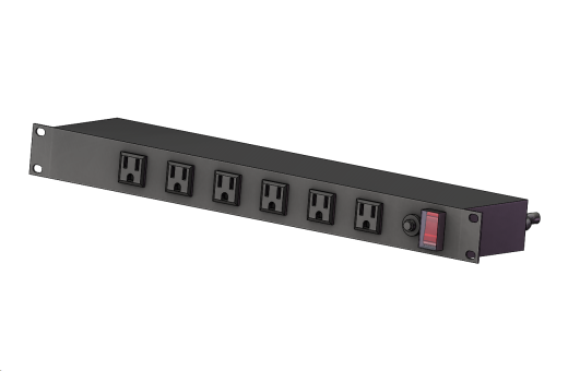 1U机架安装电源板，120V，15A，5-15P，12个直角宽距插座，15英尺。4.57米长的电线缩略图