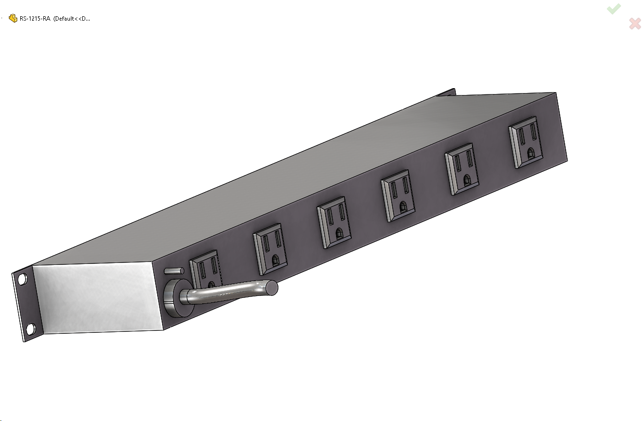 1U机架安装电源板，120V，15A，5-15P，12个直角宽距插座，15英尺。4.57米长的电线
