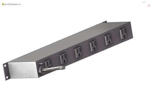 1U机架安装电源板，120V，15A，5-15P，12个直角宽距插座，15英尺。4.57米长的电线缩略图