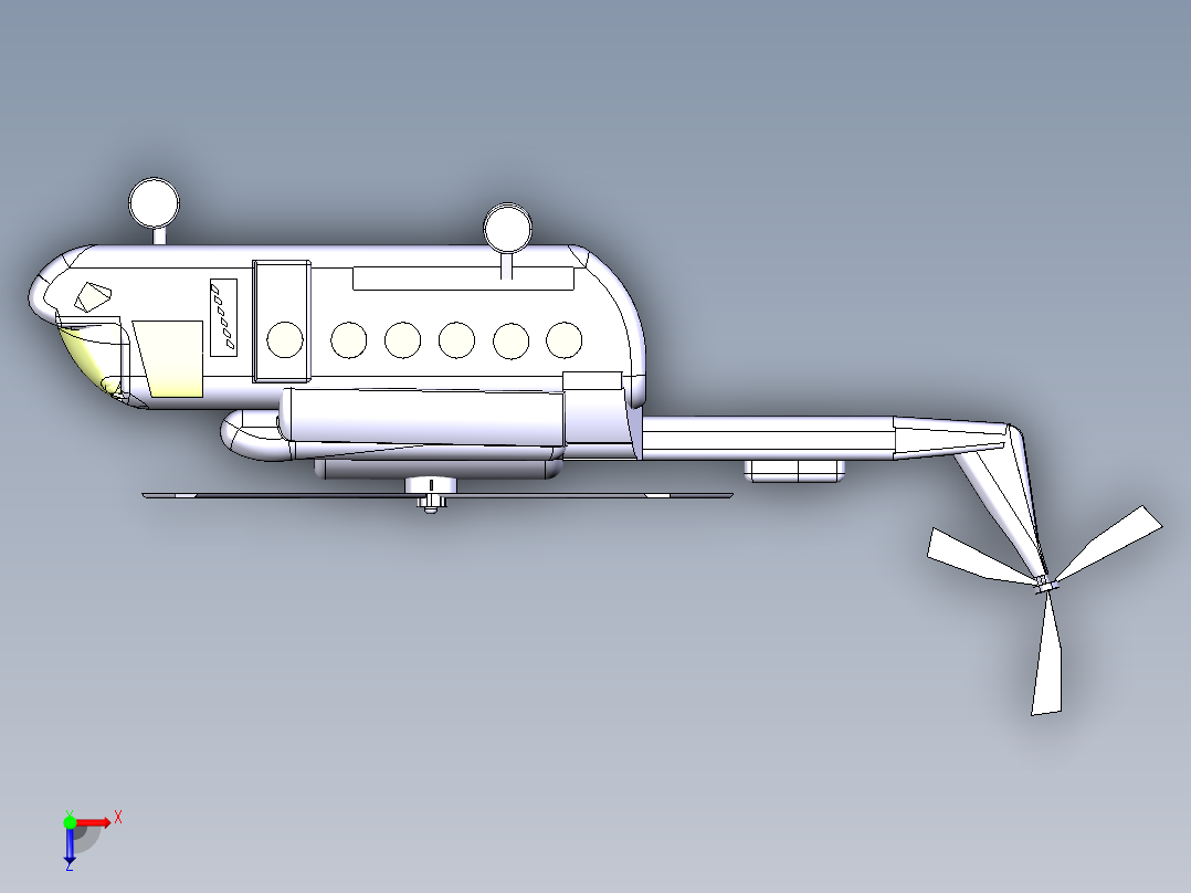 简版米-6重型运输直升机俯视图