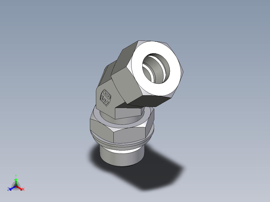 卡套式工业通用硬管接头EO_Adjustable_locknut_45_deg_elbow_VEE15LRCF主视图